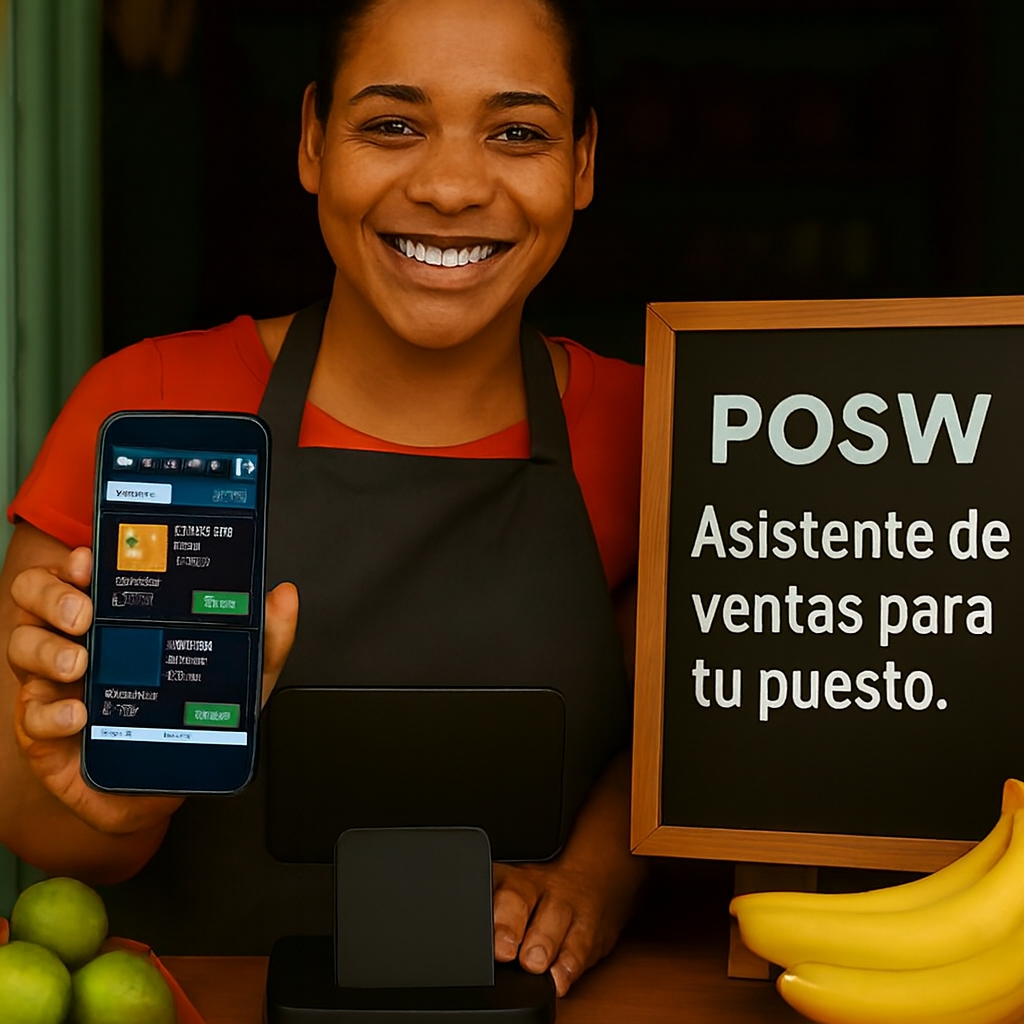 POSW en acción con logo en móvil